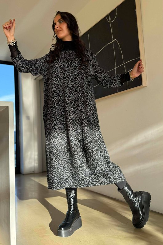 Copenhagen Crackle Cocoon Dress Black